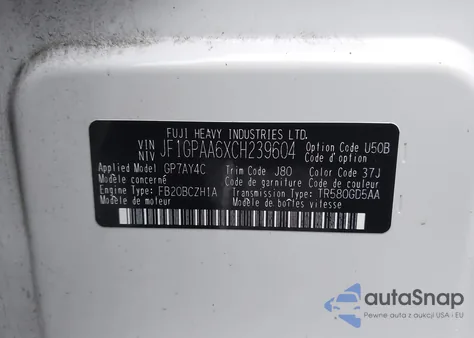 2012 Subaru Impreza 2.0I from USA, damaged, VIN JF1GPAA6XCH239604